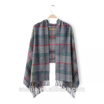 Ladies new arrival plaid viscose long scarf/shawl